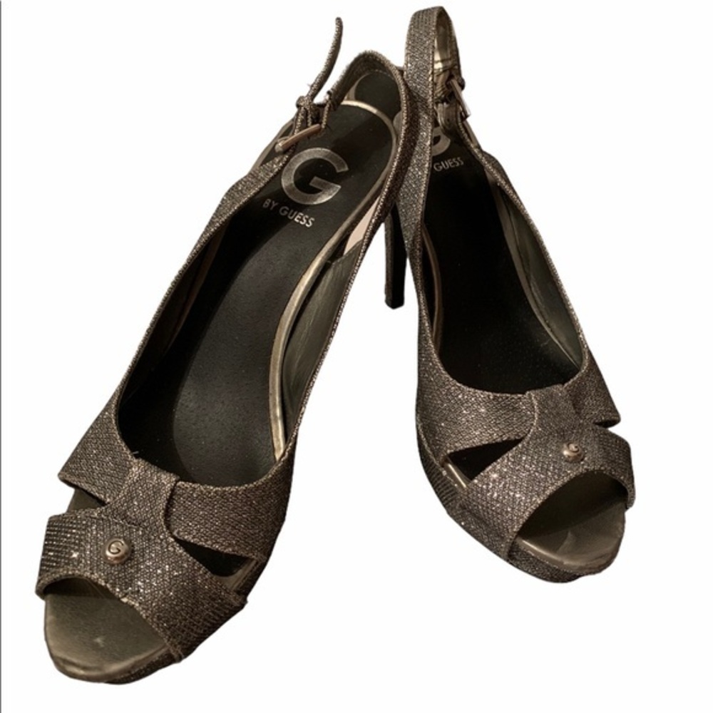 G by Guess Glitter Silver Stilleto shoes